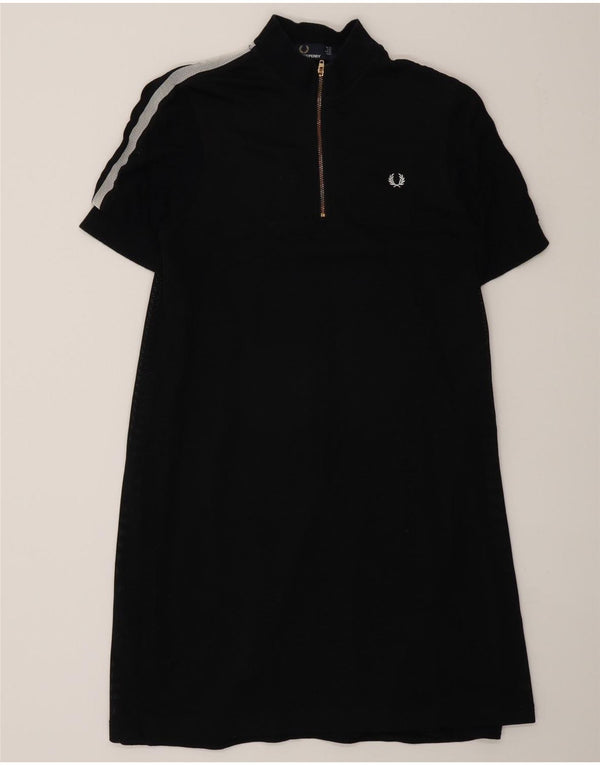 Fred Perry Damen A-Linien-Kleid mit Reißverschluss, Gr. 10, Größe S, Schwarz, Baumwolle, Sport