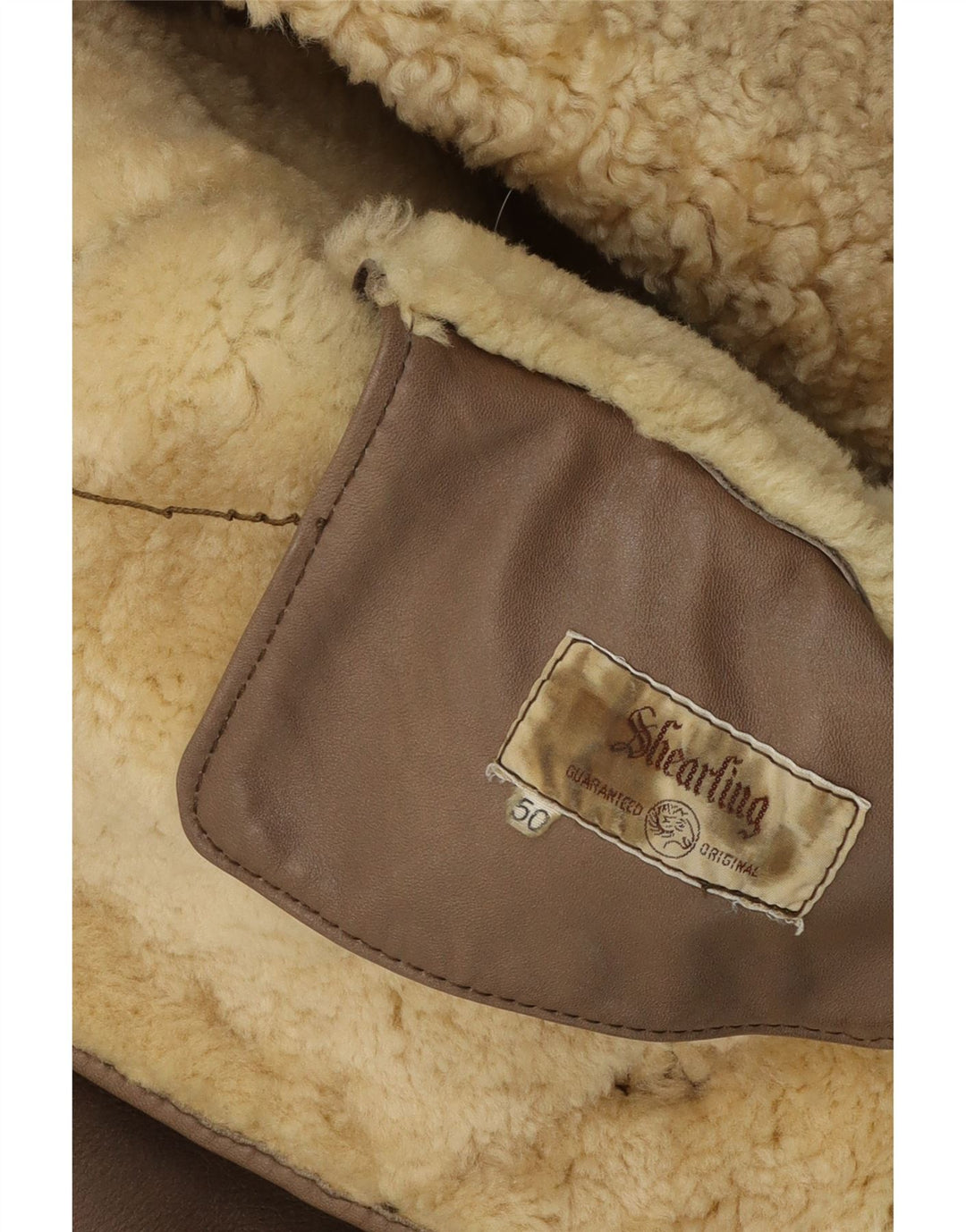 Vintage Herren Shearling Jacke IT 50 Großes graues Leder
