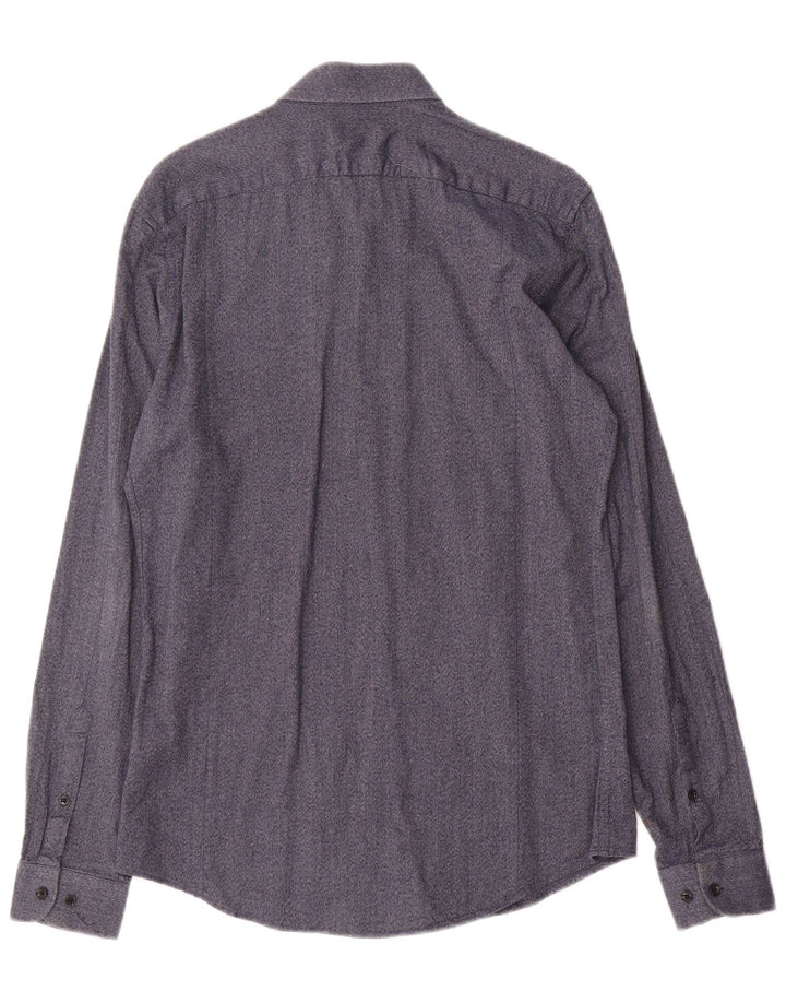 Reiss Herren-Slim-Fit-Hemd aus mittelblauer Baumwolle