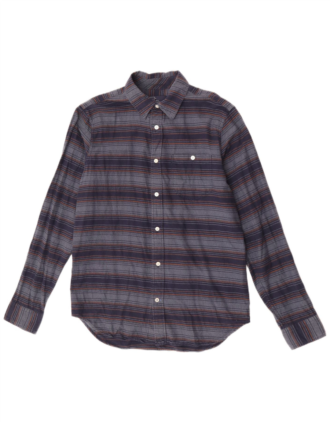 Gap Herren-Flanellhemd aus mittelblauer, gestreifter Baumwolle