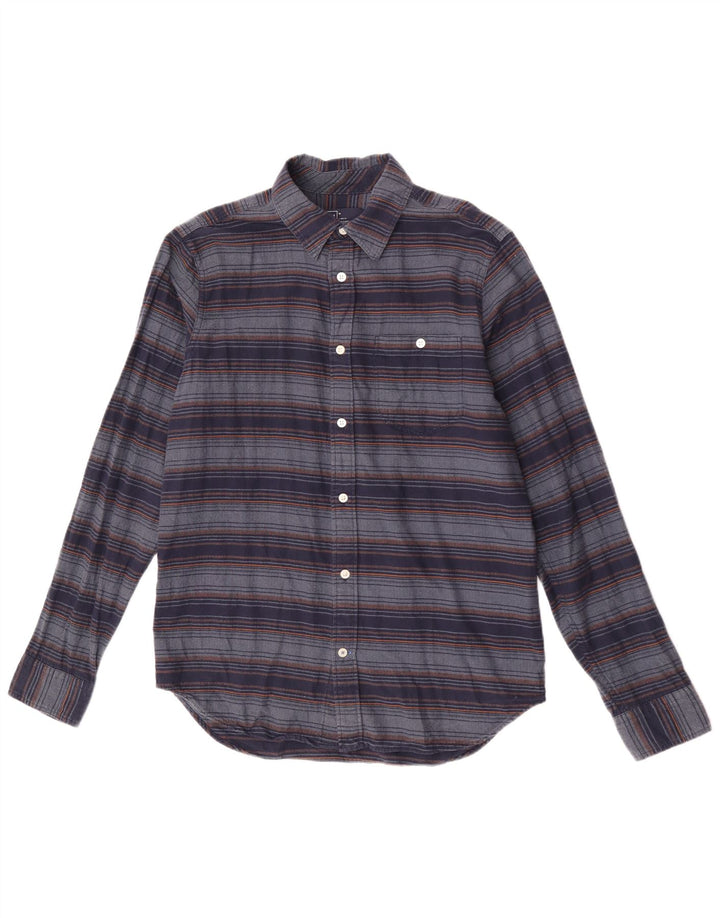 Gap Herren-Flanellhemd aus mittelblauer, gestreifter Baumwolle