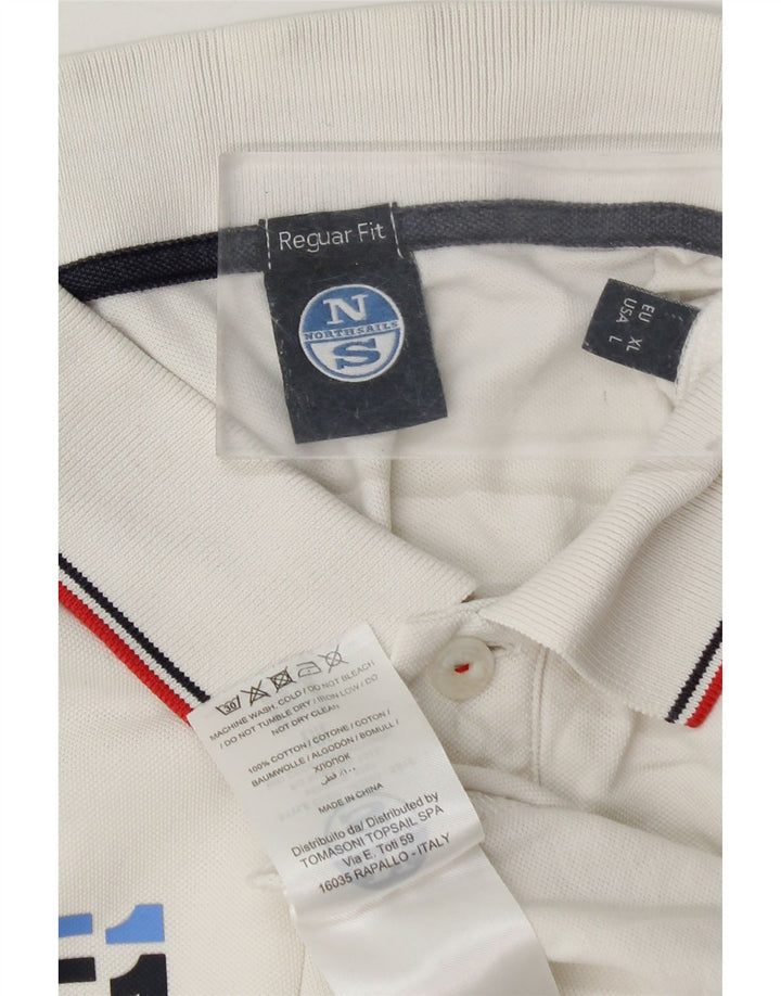 North Sails Herren-Poloshirt mit grafischer regulärer Passform, groß, weiß gepunktet, Baumwolle