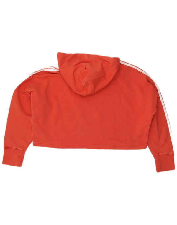 Adidas Damen Crop Oversized Hoodie Pullover UK 8 Small Orange Baumwolle