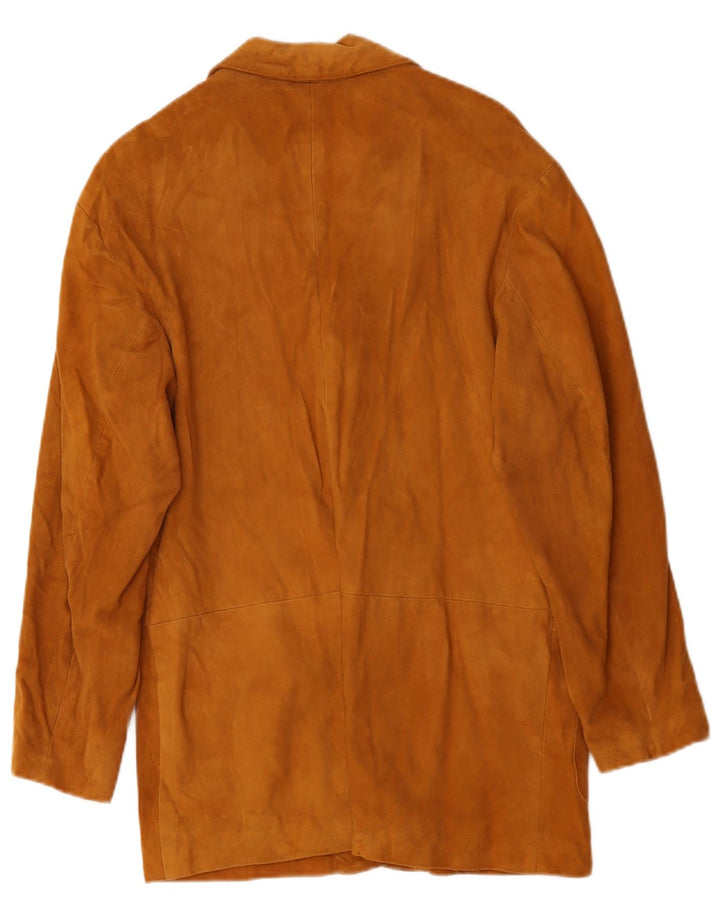 Vintage Damen 3 Knopf Leder Blazer Jacke UK 14 Mittelbraunes Leder