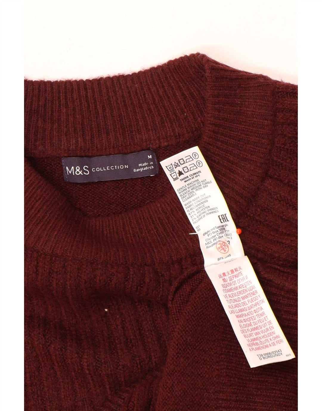 Marks & Spencer Damen-Pullover mit Rundhalsausschnitt, Gr. 14, mittleres Burgunderrot