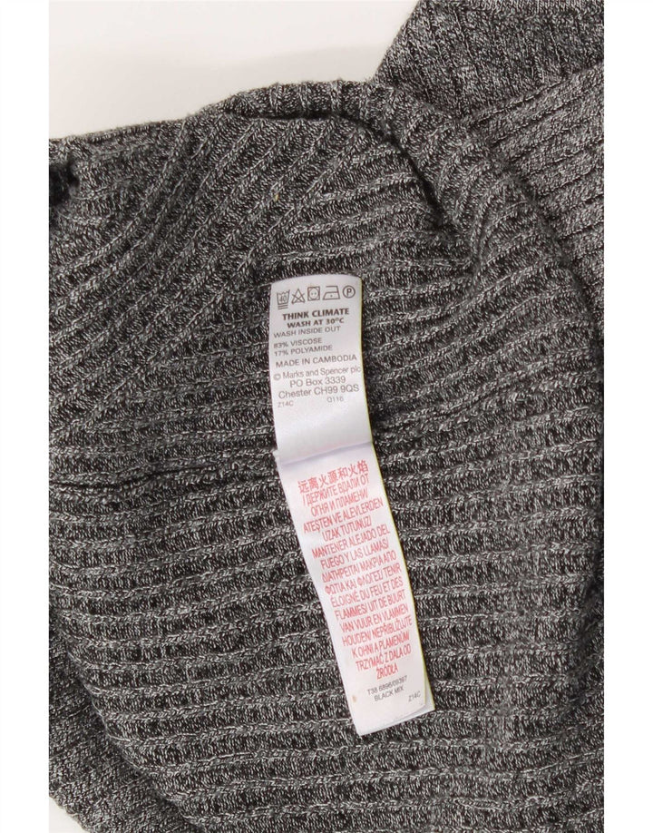 Marks & Spencer Damen-Blusenoberteil UK 12 Mittelschwarz gefleckte Viskose