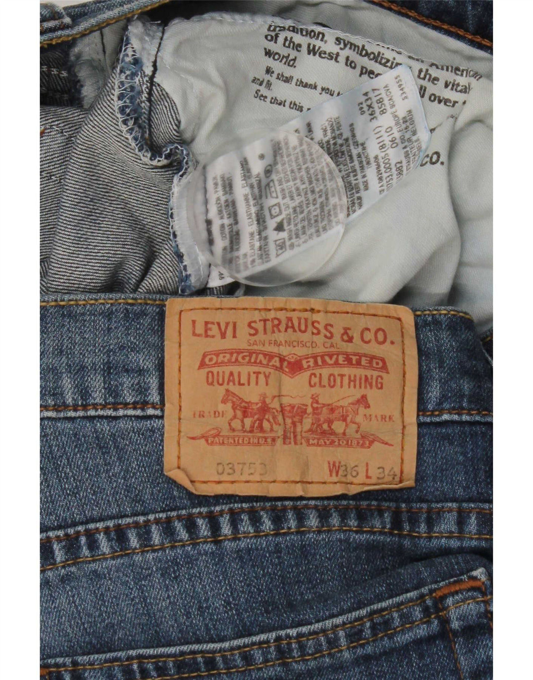 Levi's Herren Straight Jeans W36 L29 Blaue Baumwolle
