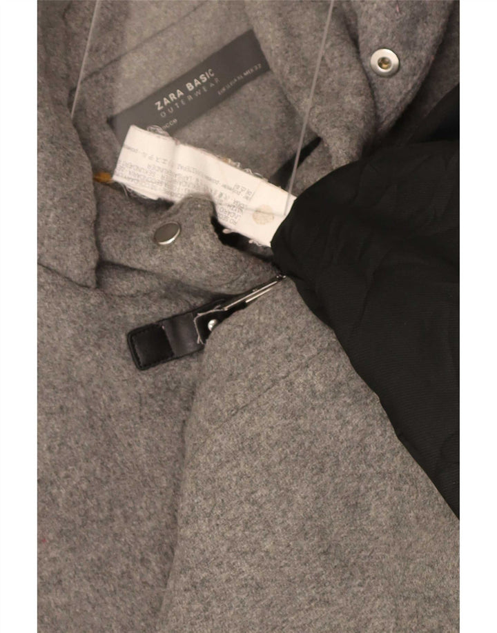 Zara Damen Kapuzen-Dufflejacke UK 18 XL Grau Polyester