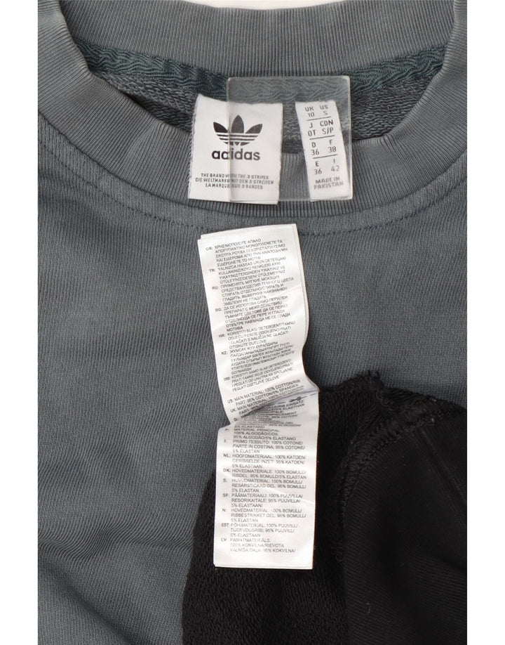 Adidas Damen Graphic Sweatshirt Pullover UK 10 Small Grau Colourblock