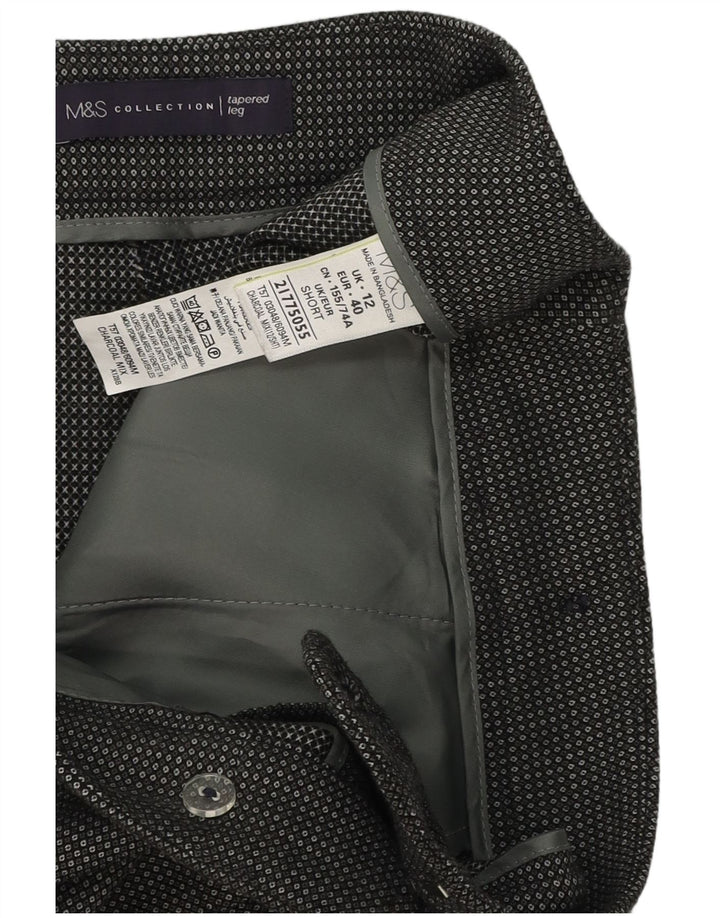 Marks & Spencer Kurze Anzughose für Damen, UK 12, M, W34, L26, grau kariert