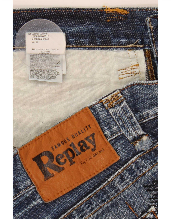 Replay Herren-Jeansshorts, W34, Größe L, Blau, Baumwolle