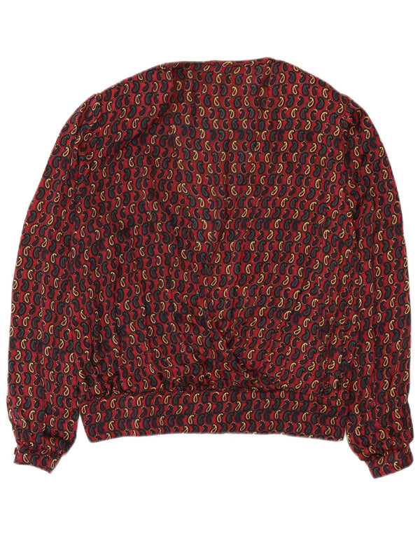 Vintage Damen LangarmBluse Top UK 16 Großes Burgunderrot Paisley