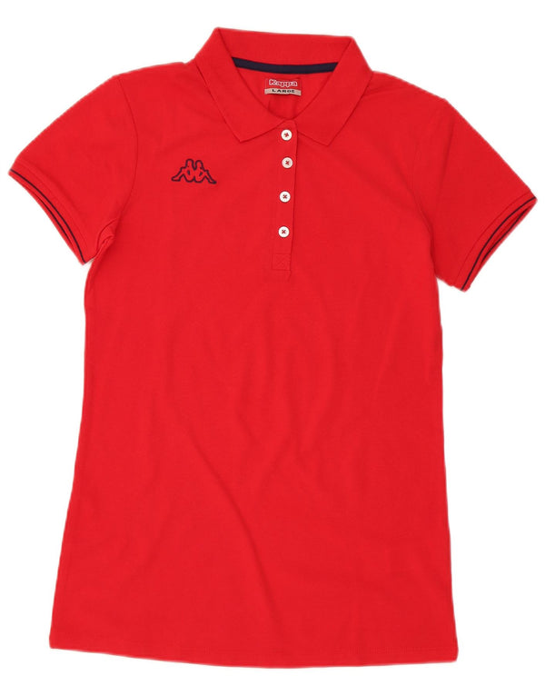Kappa Damen Poloshirt UK 14 Große rote Baumwolle