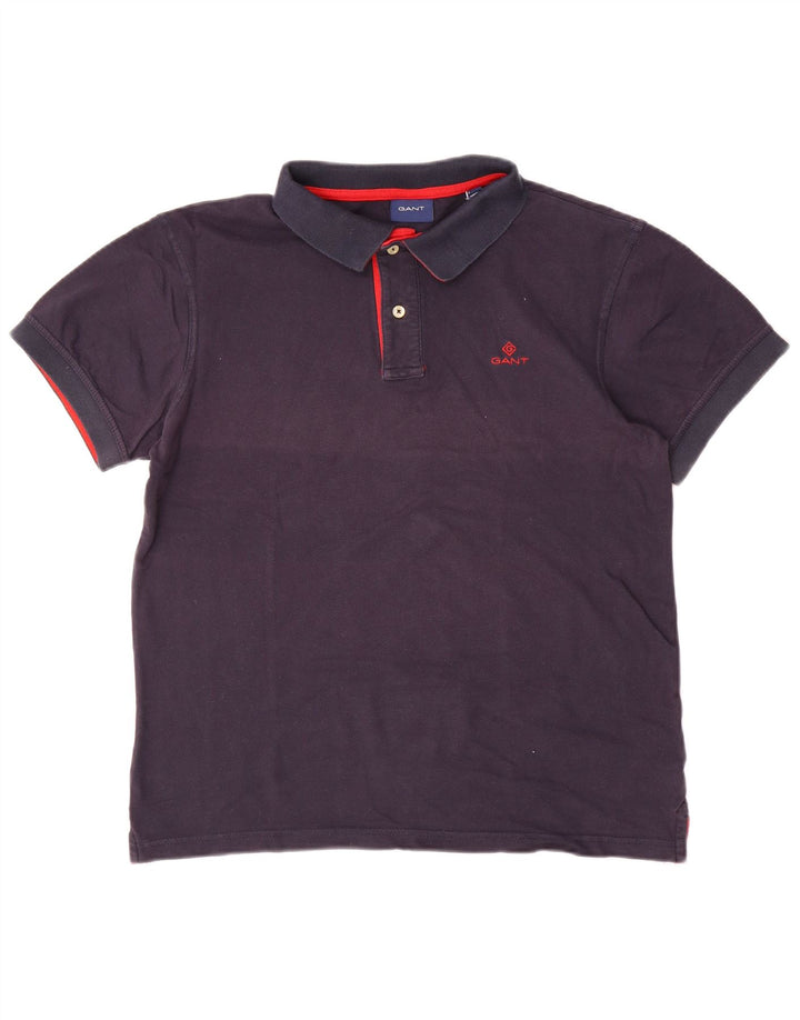 Gant Herren-Poloshirt aus mittelblauer, marineblauer Baumwolle