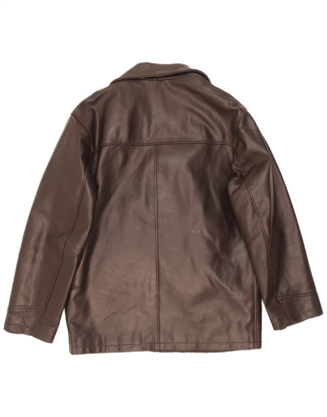 Vintage Herren Zweireihige Lederjacke UK 38 Mittelbraun