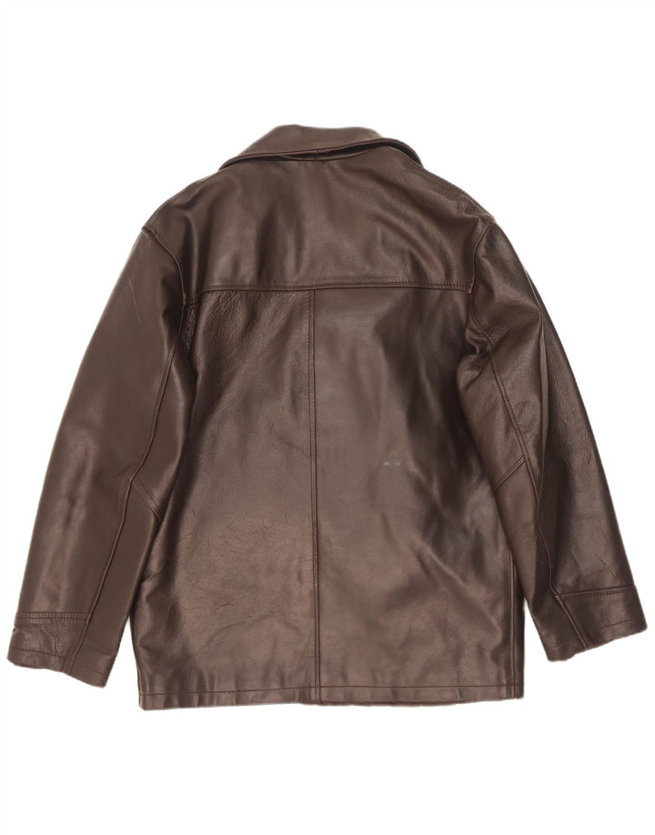 Vintage Herren Zweireihige Lederjacke UK 38 Mittelbraun