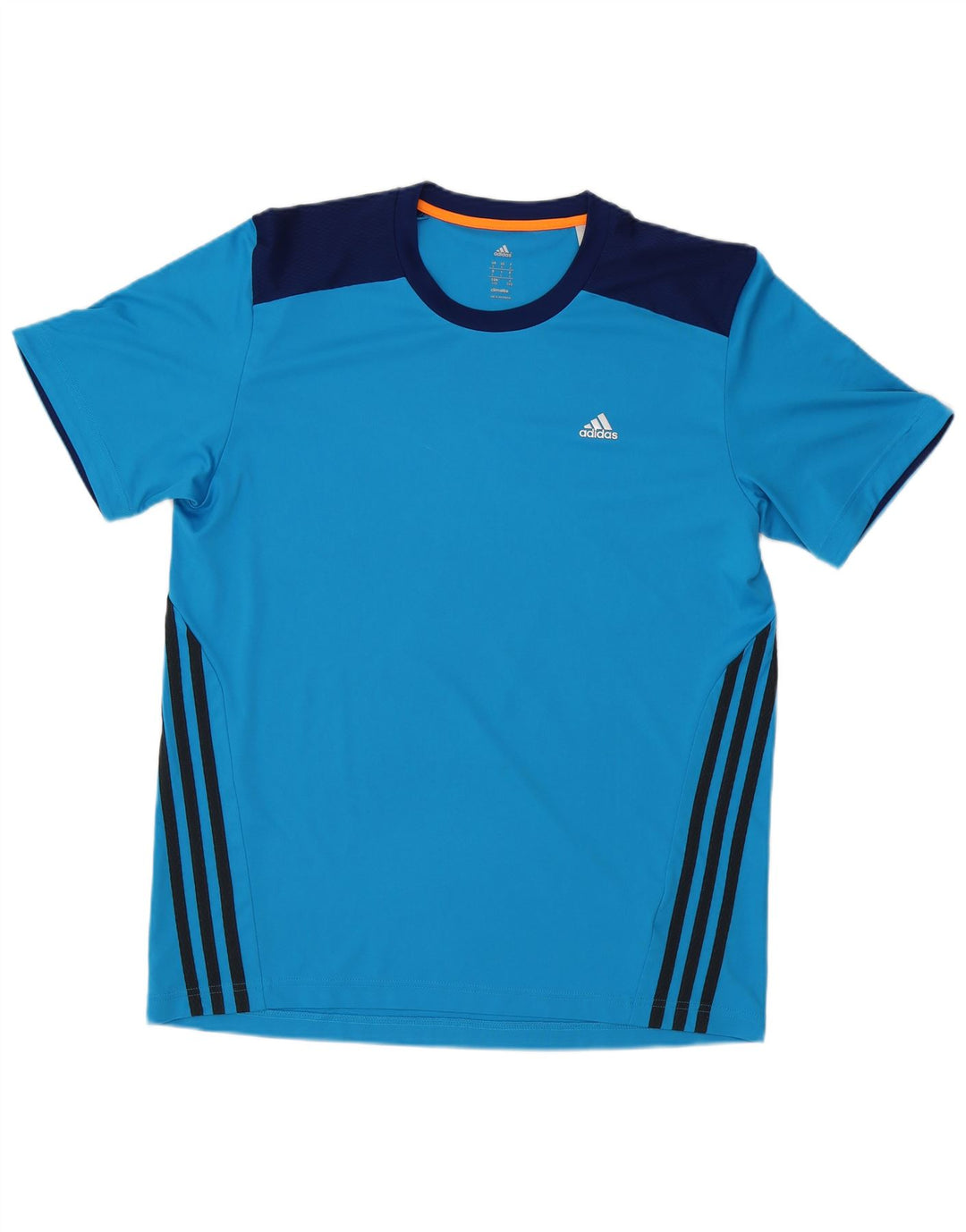 ADIDAS Mens T-Shirt Top Large Blue Colourblock Polyester