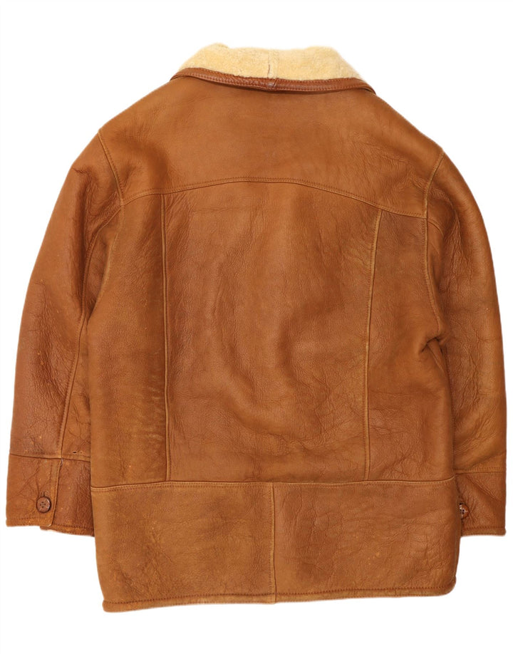 Vintage Herren Shearling Jacke UK 42 XL Braun Shearling