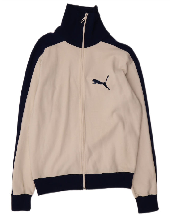 Puma Womens Graphic Trainingsanzug Top Jacke UK 16 Large Weiß Colourblock