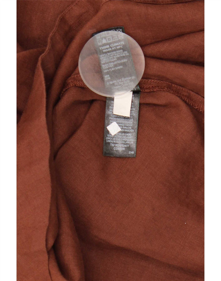 Marks & Spencer Damen Tunika-Oberteil UK 14 Large Braunes Leinen