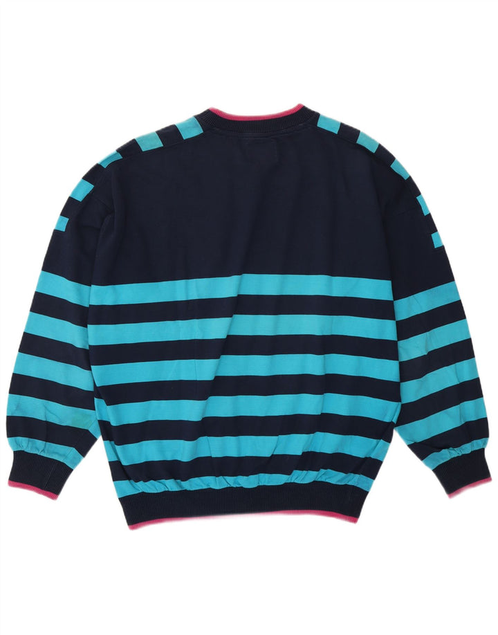 Vintage Herren Sweatshirt Pullover XL Marineblau gestreift Baumwolle