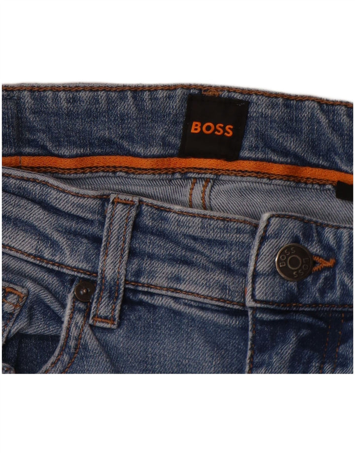 Hugo Boss Herren Distressed Slim Jeans W32 L32 Blaue Baumwolle