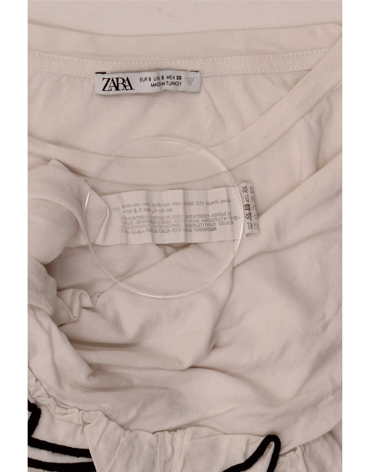 Zara Damen Crop-Oversize-Blusenoberteil, UK-Größe 10, Größe S, weiße Baumwolle