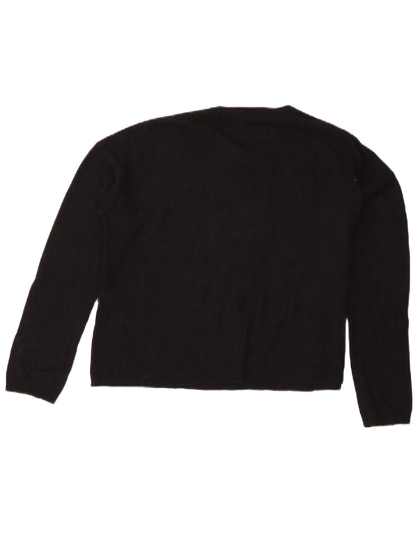 Liu Jo Mädchen-Pullover mit grafischem Rundhalsausschnitt, 13–14 Jahre, schwarze Viskose