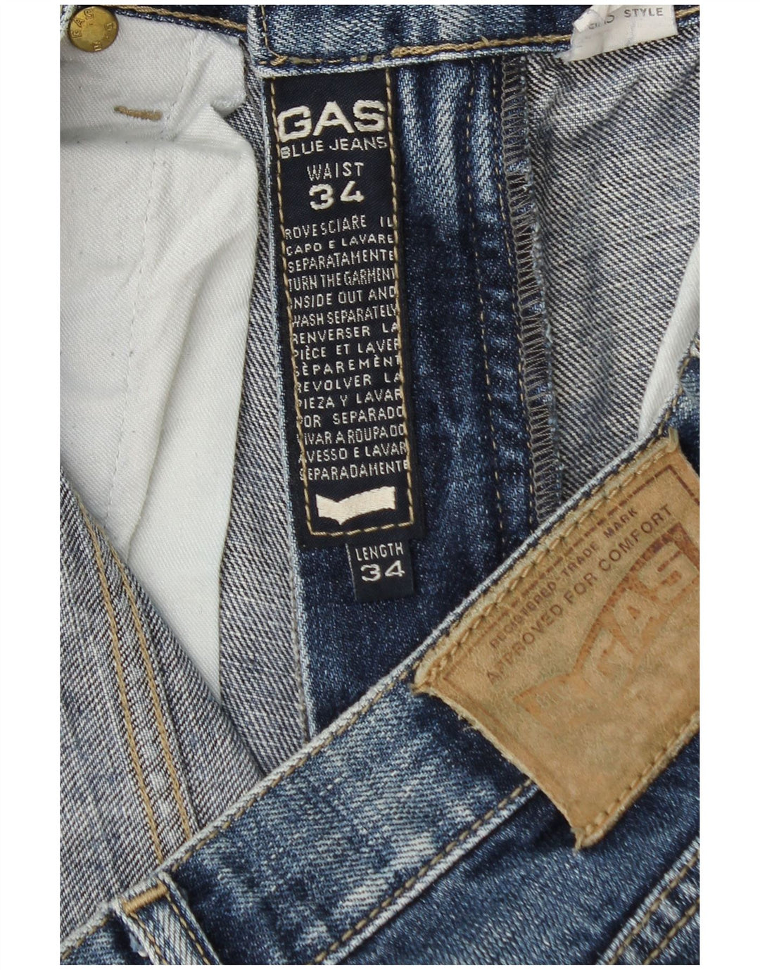 Gas Herren Bootcut Jeans W34 L34 Blaue Baumwolle