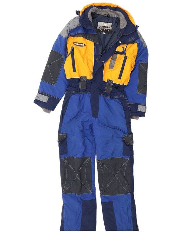 Diadora Boys Hooded Ski Jumpsuit 11-12 Years XL Blue Colourblock Polyamide