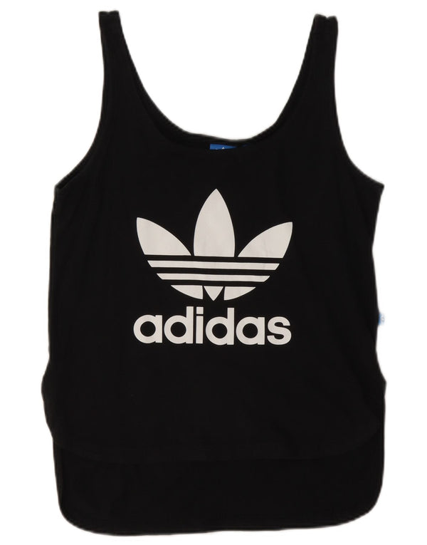 Adidas Damen Graphic Vest Top UK 10 Small Schwarz Baumwolle