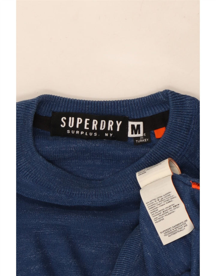 SUPERDRY Herren-Pullover mit Rundhalsausschnitt, mittelblau gesprenkelte Baumwolle