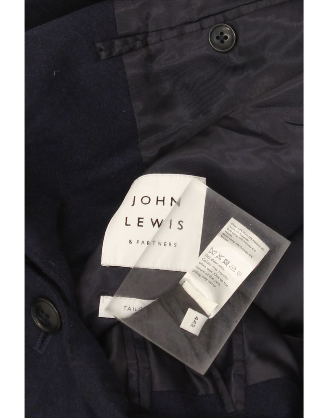 John Lewis Herren-Blazer mit 2 Knöpfen, UK 44, 2XL, marineblaue Wolle