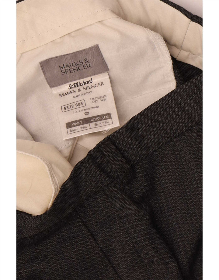 Gerade Herren-Chinohose von Marks & Spencer, W34, L31, Grau, Polyester
