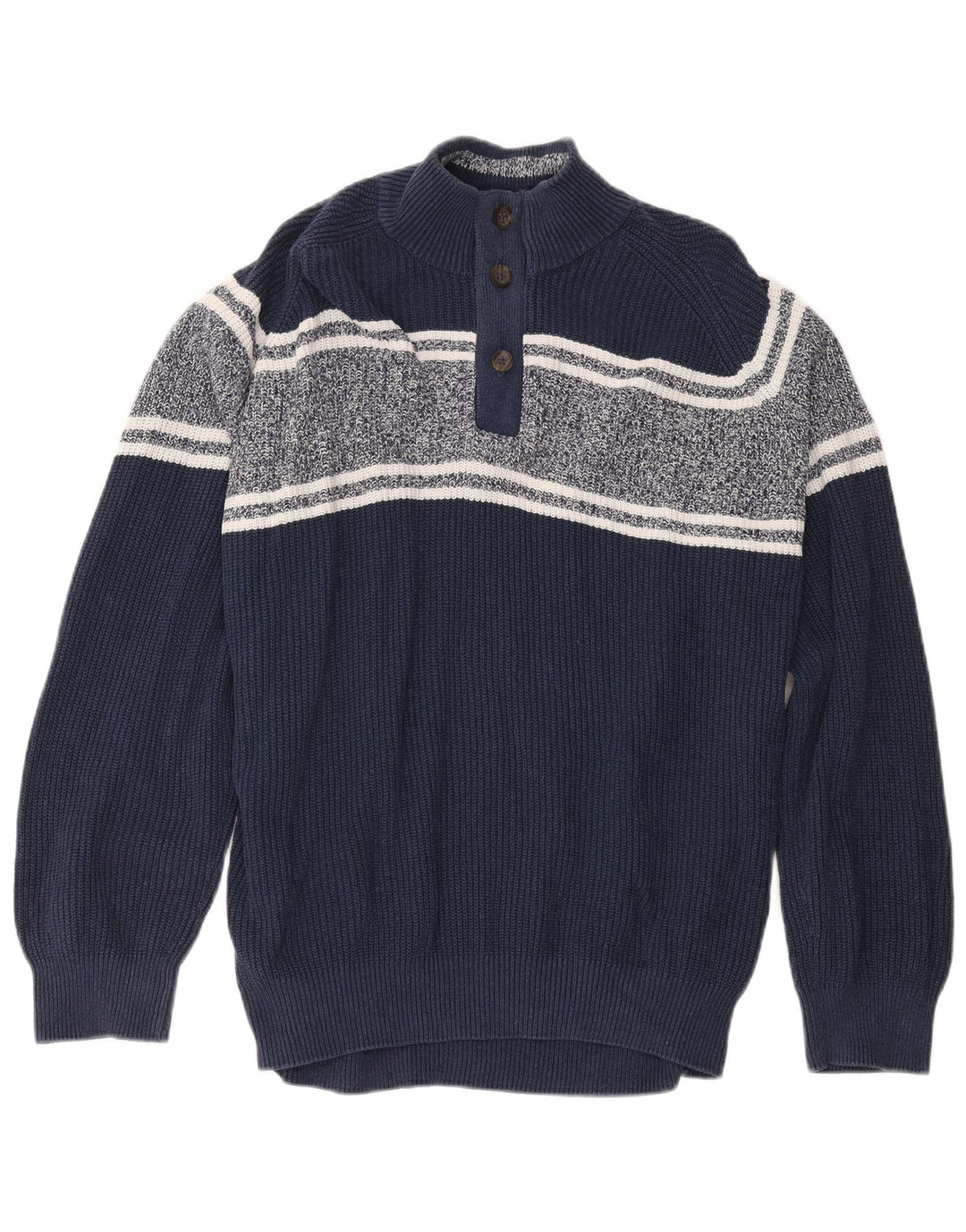 Marks & Spencer Herren-Pullover mit Knopfkragen, 2XL, Marineblau, Farbblock