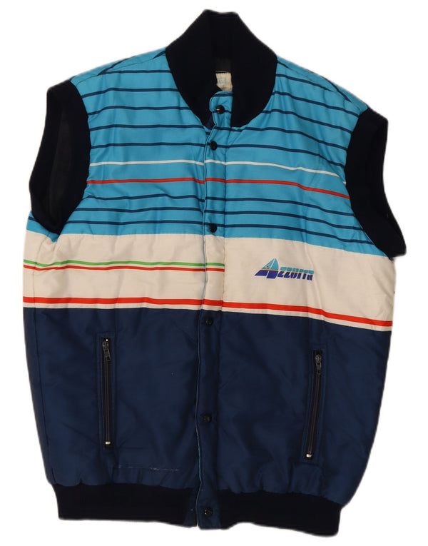 Azzurra wattierte Herrenweste UK 40, groß, marineblaues Farbblock-Polyester