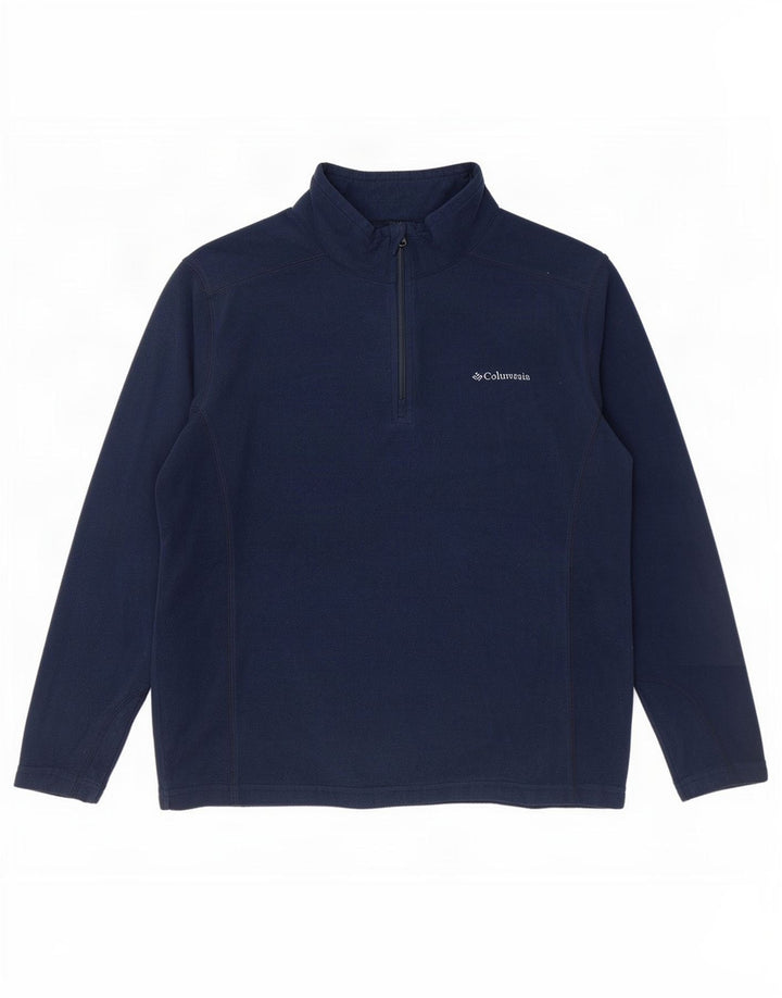 Columbia Herren-Fleecepullover mit Reißverschluss am Hals, groß, marineblaues Polyester