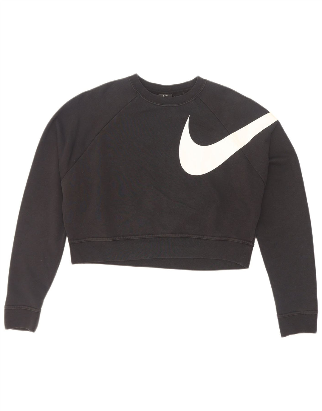 Nike Damen-Sweatshirt mit übergroßem, bauchfreiem Grafikmuster, UK 6, XS, Schwarz
