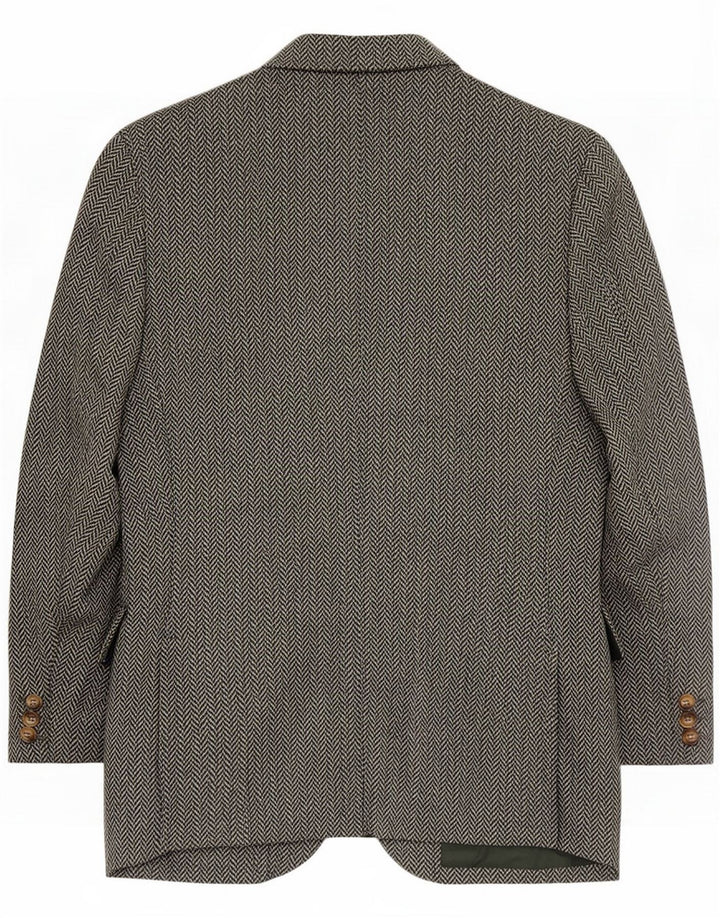 Luciano Barbera Damen Blazerjacke IT 42 Mittelgrüner Fischgrätenmuster