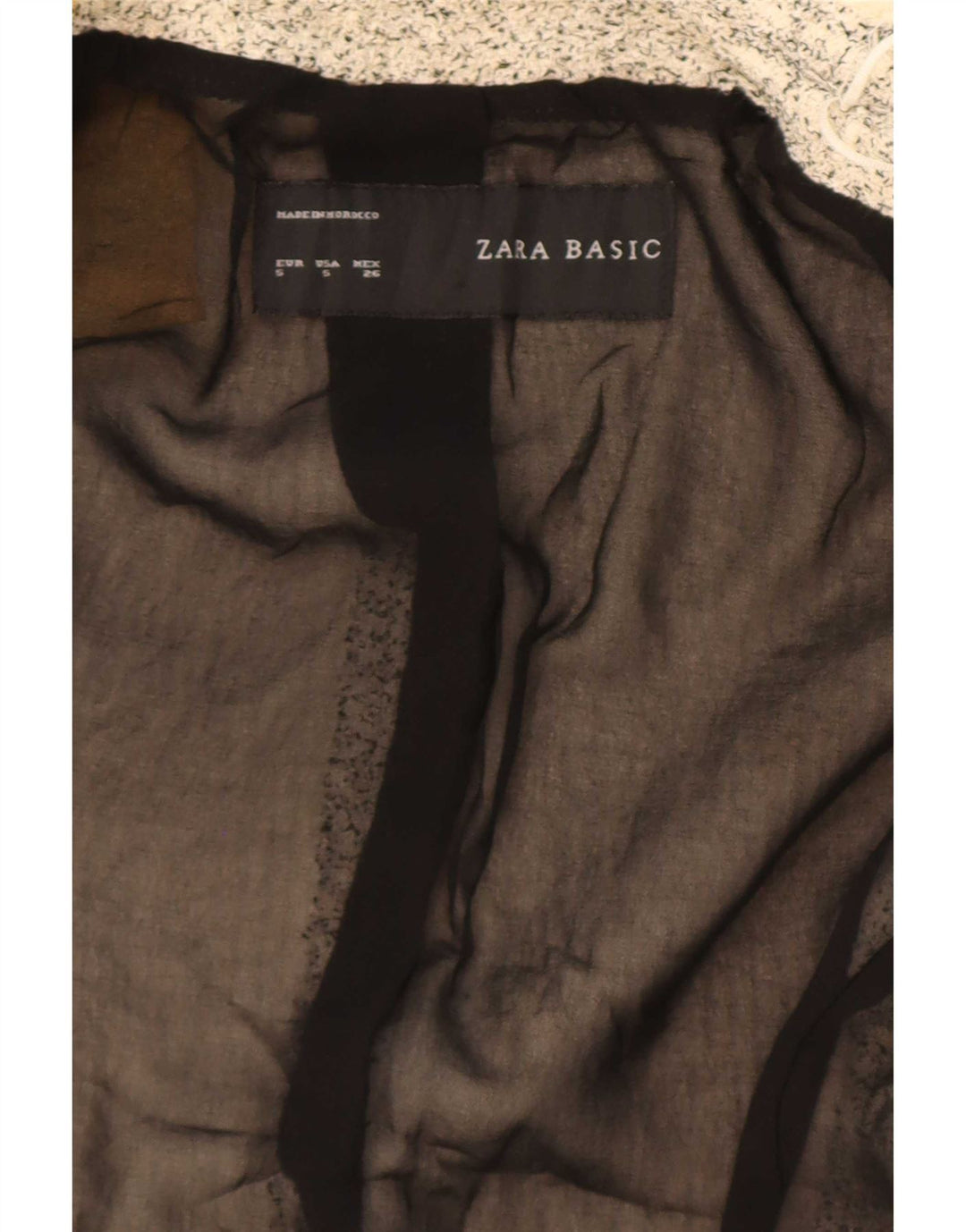 Zara Damen-Blazer, übergroß, offen, Gr. 10, Größe S, Beige gefleckt