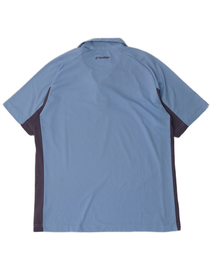 Lotto Herren-Poloshirt mit Reißverschluss, XL, blaues Farbblock-Polyester