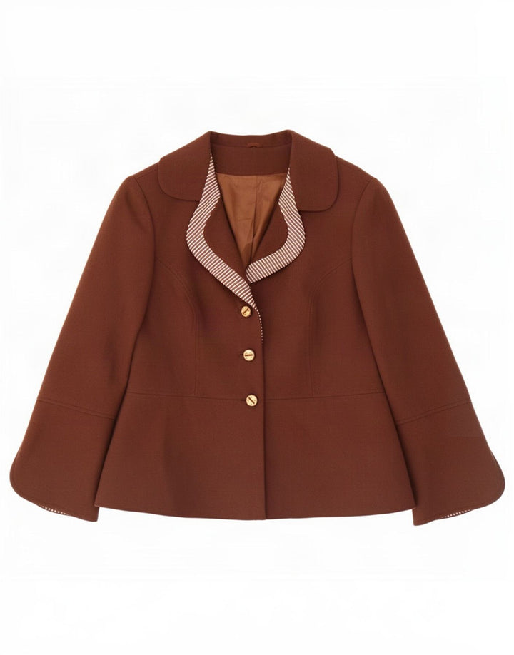 Vintage Damen 3-Knopf-Blazerjacke IT 50 XL Braun