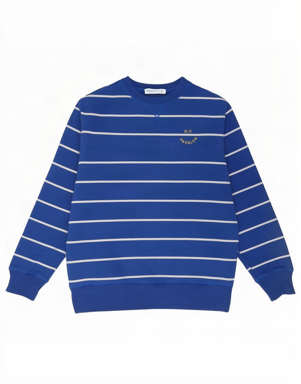 Marks & Spencer Damen-Sweatshirt-Pullover UK 16 Große blau gestreifte Baumwolle