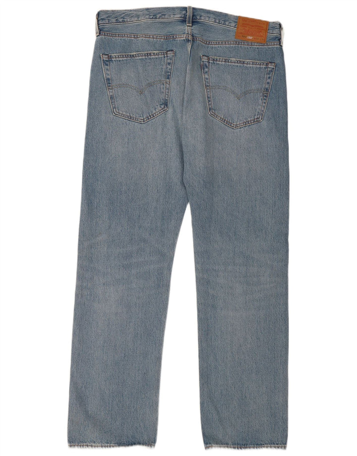 Levi's Herren 501 Straight Jeans W36 L32 Blaue Patchwork-Baumwolle