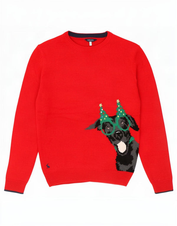 Joules Damen-Pullover mit grafischem Rundhalsausschnitt, Gr. 10, Größe S, Rot, Acryl