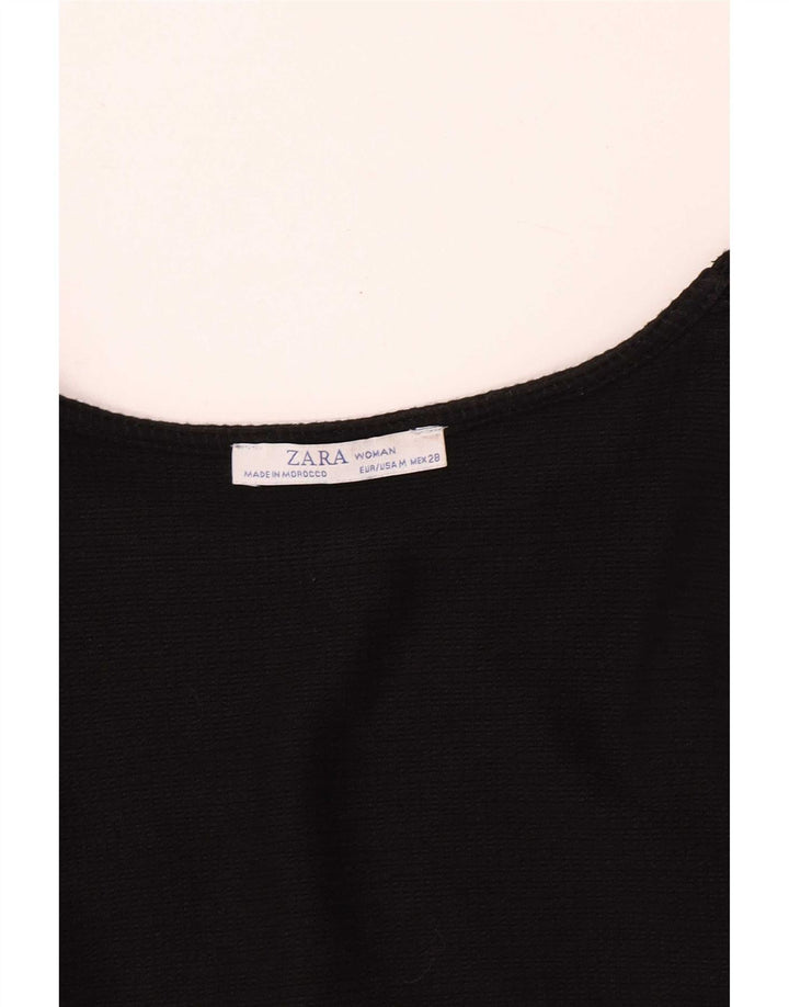 Zara Damen Langarm-Maxikleid UK 12 Mittelschwarz kariert
