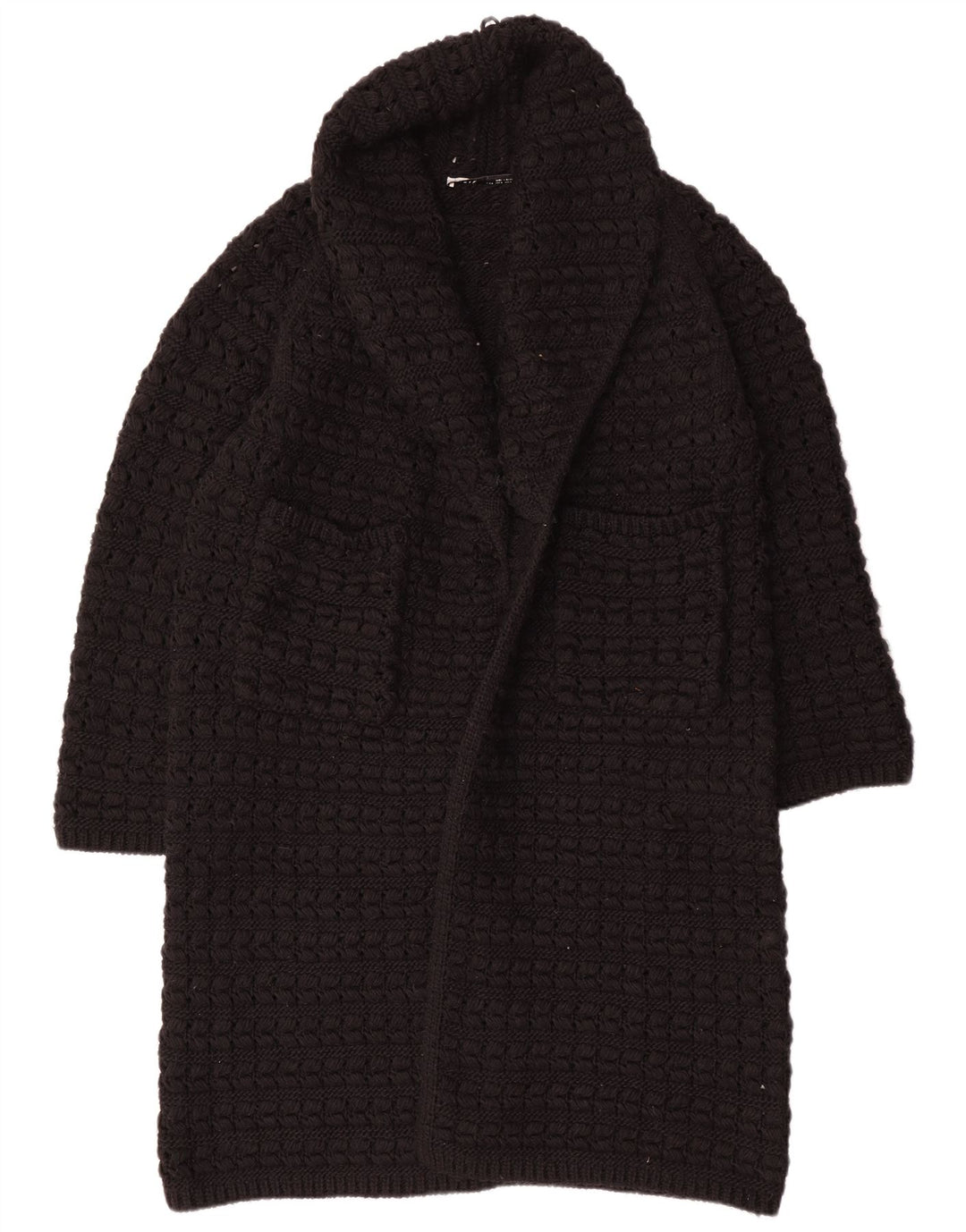 Zara Damen-Strickjacke, übergroß, lang geschnitten, offen, Gr. 14, mittelschwarz