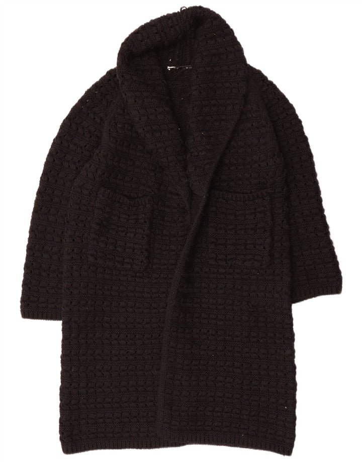 Zara Damen-Strickjacke, übergroß, lang geschnitten, offen, Gr. 14, mittelschwarz
