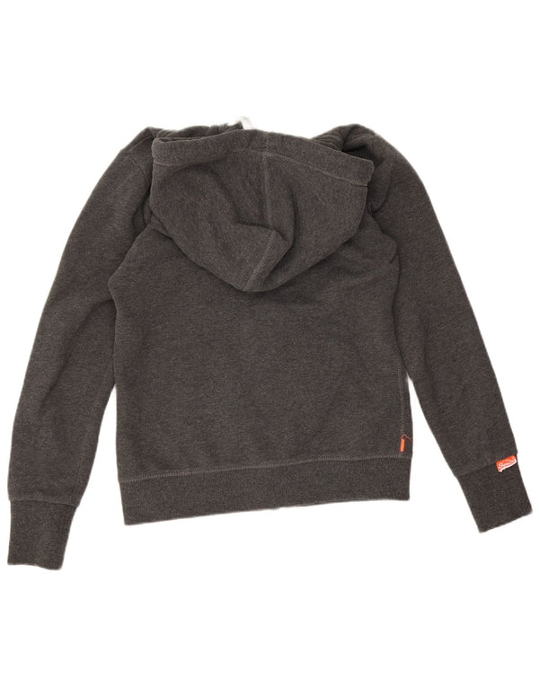 Superdry Damen-Kapuzenpullover mit Reißverschluss, Gr. 10, Größe S, grau gefleckte Baumwolle