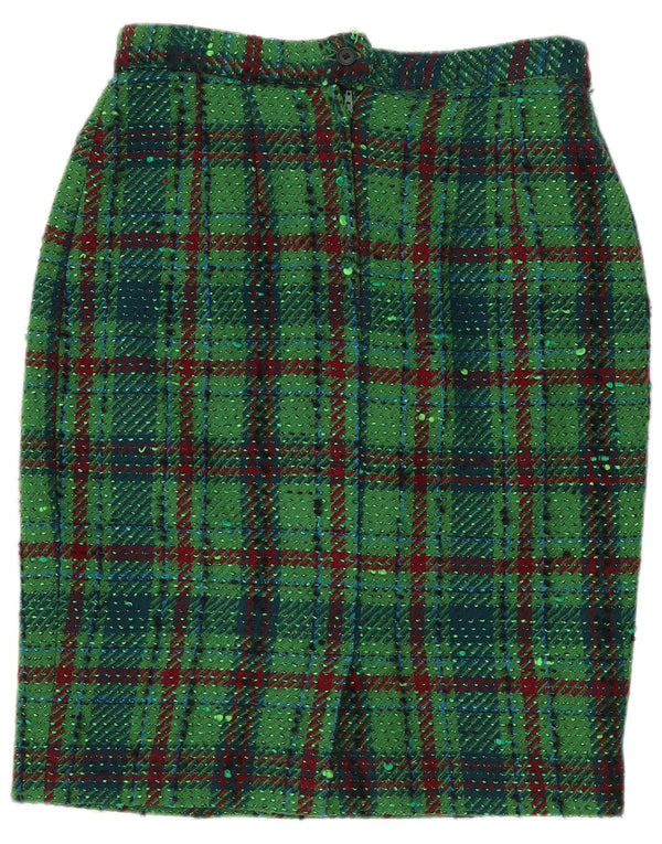 Vintage Damen Bleistiftrock IT 44 Medium W28 Grün kariert